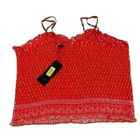Gianni Bini GB Red Patterned Crop Top NWT - Picture 3 of 6